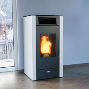Estufa de pellet 12kW blanco Stove Canadian + Kit fumistería